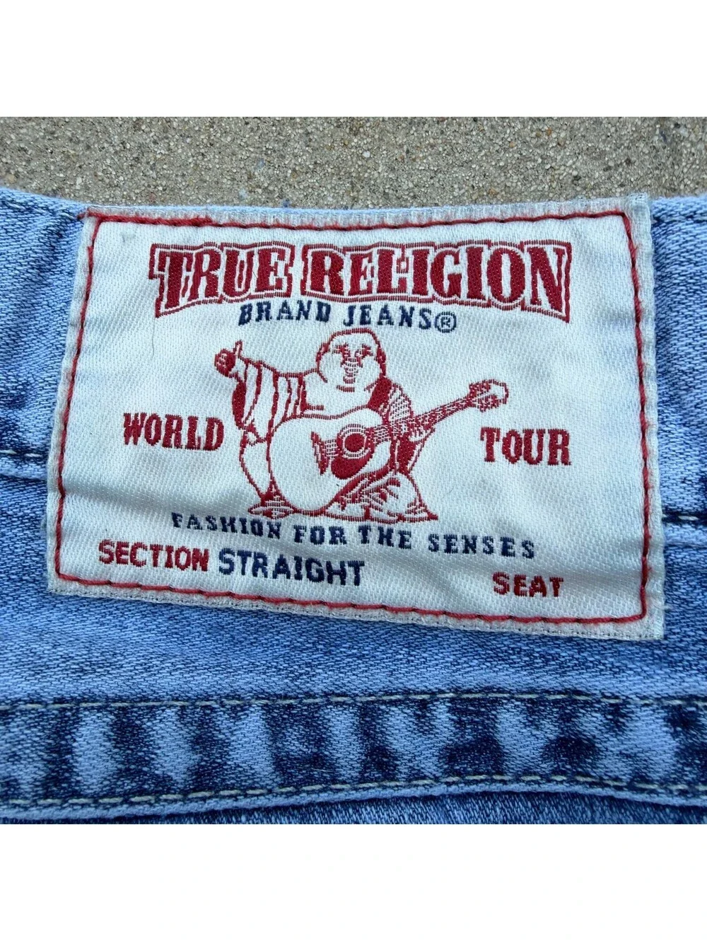 True Religion Men's Straight Section Jeans Light Blue Denim Size 34x32